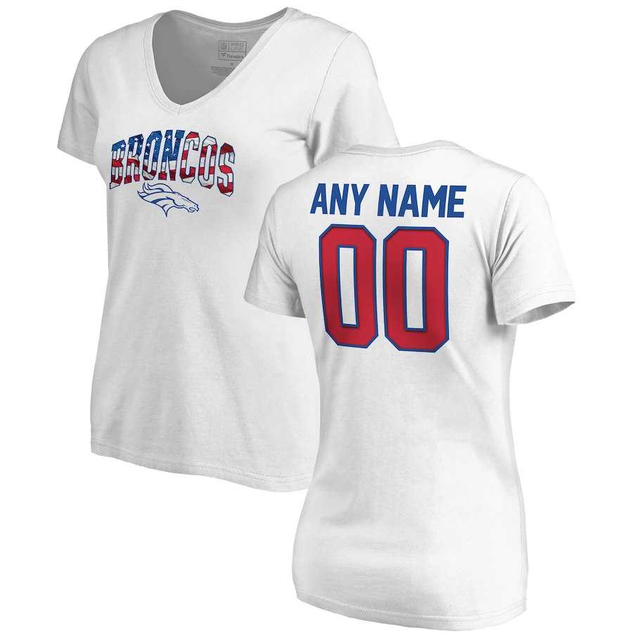 Women Customized Denver Broncos NFL Pro Line by Fanatics Branded Any Name & Number Banner Wave V Neck T-Shirt White,We sell and wholesale Women Customized Denver Broncos NFL Pro Line by Fanatics Branded Any Name & Number Banner Wave V Neck T-Shirt White on line form chian!